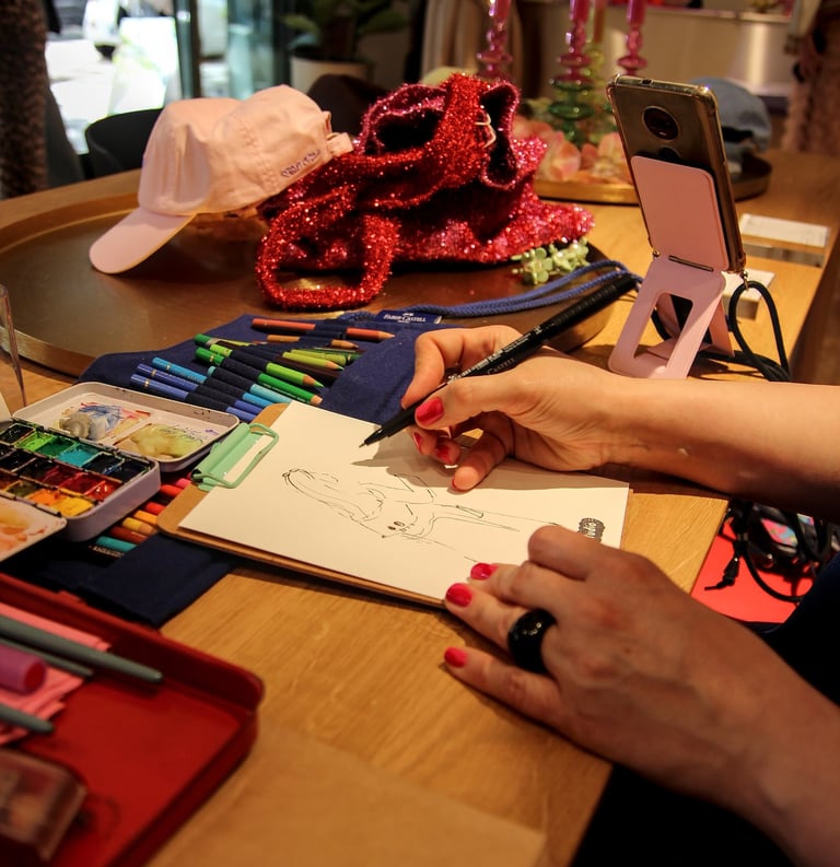 Live-zeichnen buchen Schnellportrait für Firmenveranstaltungen, Fashion und Beauty Events Firmenfeiern zur Kundenbindung