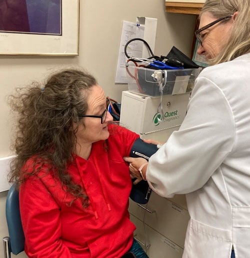 A patient in triage at the Center for Hope and Healing