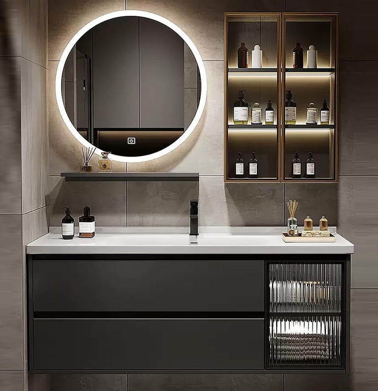 Clean-Lined Vanity with sink and mirror