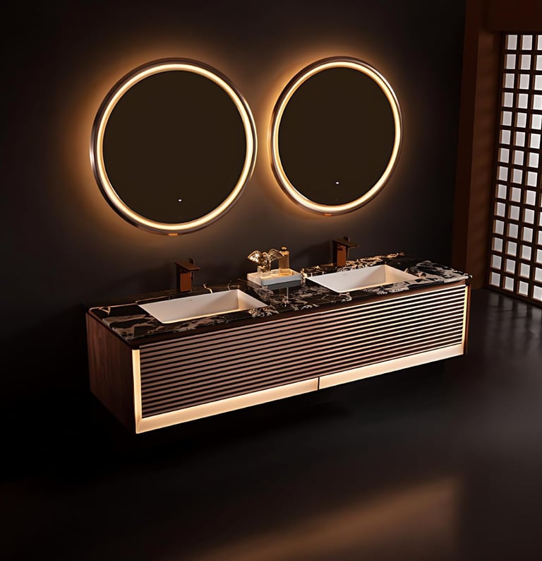 Luxury double mirror double sink vanity