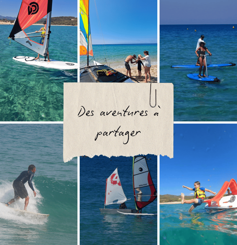 surf, windsurf, planche à voile, pedalo, catamaran à Lozari, Ile rousse, Corsica