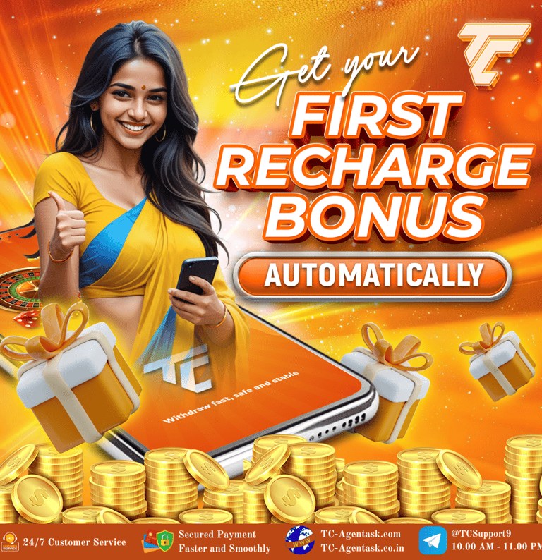 a woman holding a cell phone and gift and coin