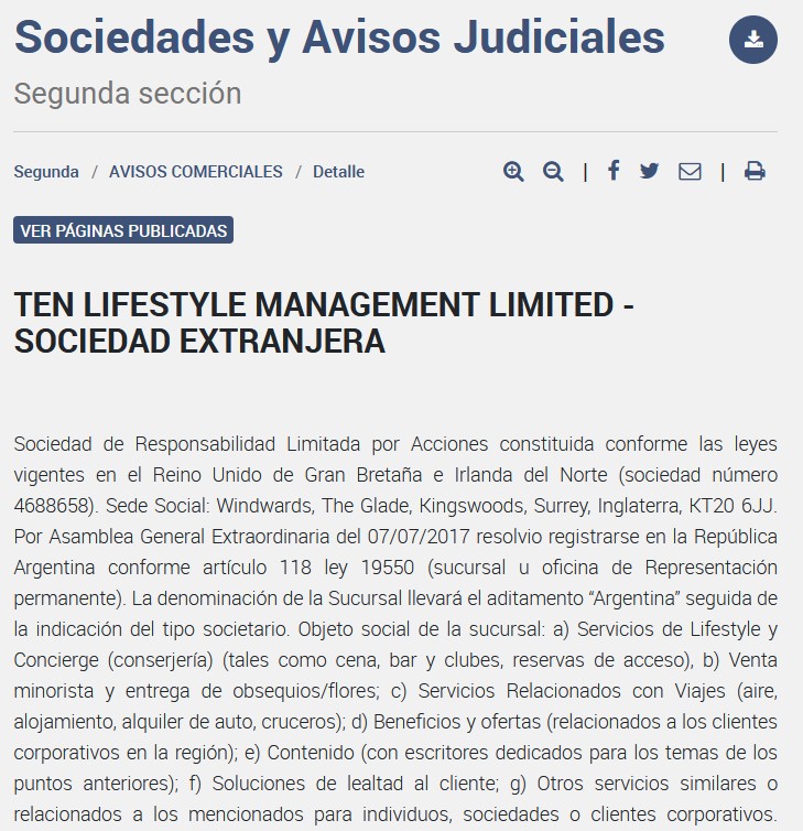 Publicar edicto domicilio sociedad extranjera boletín oficial de la nación