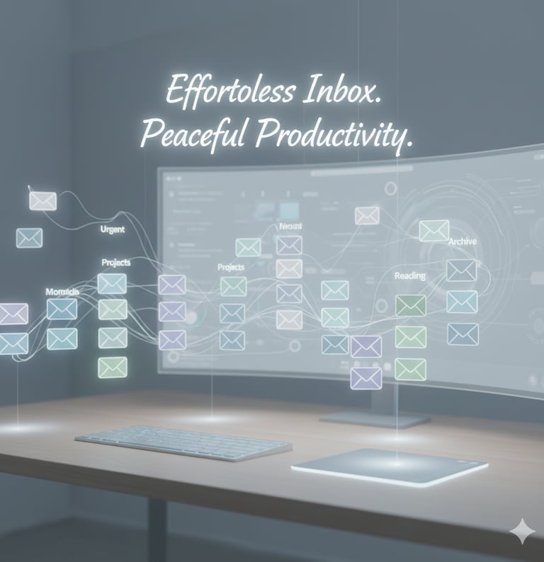 AI organizing email inbox using tools like Superhuman and MailMaestro — HermetixAI productivity blog