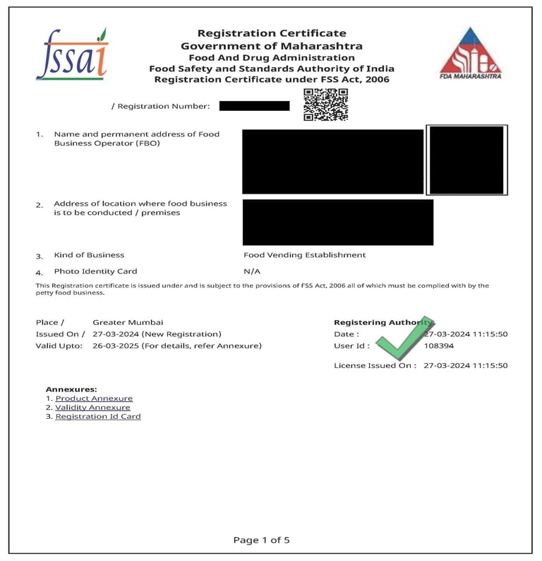 FSSAI / Food License