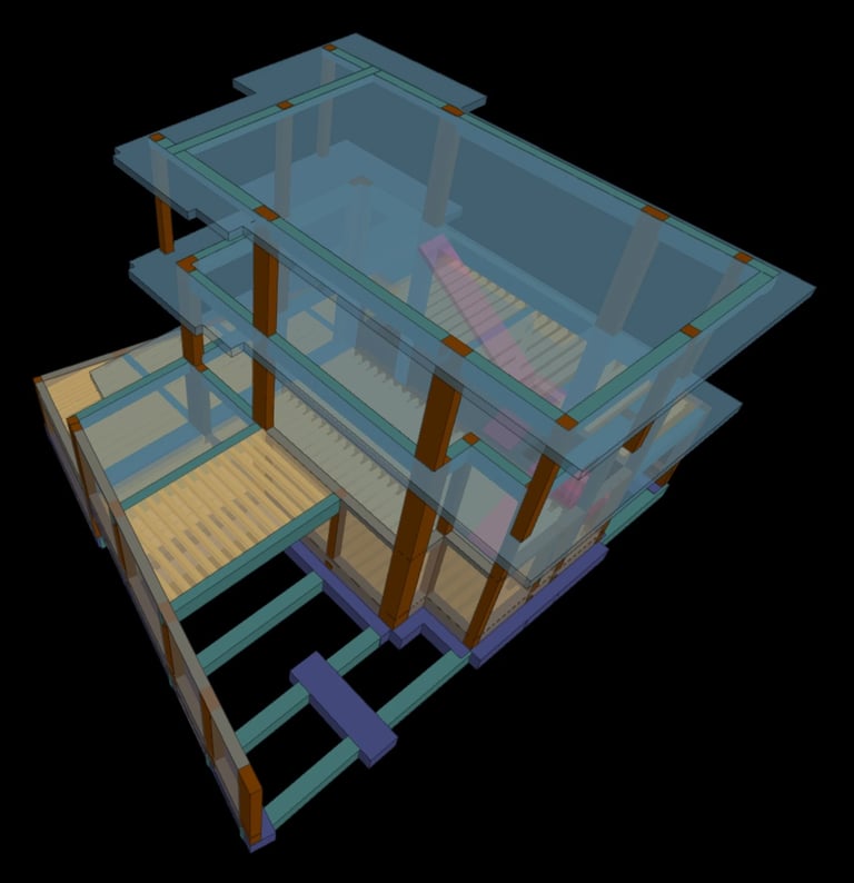 Projeto de Estabilidade. Vista 3D do modelo BIM.
