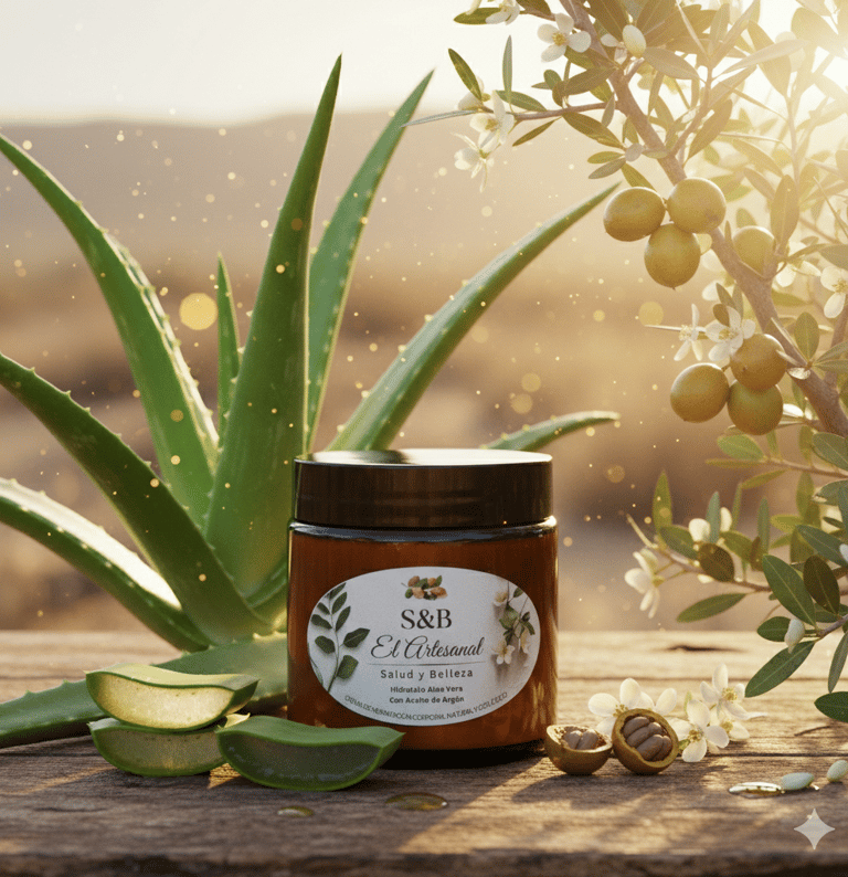 Crema ALQUIMIA S&B El Artesanal: Regeneración celular con aloe vera puro y aceite de argán.