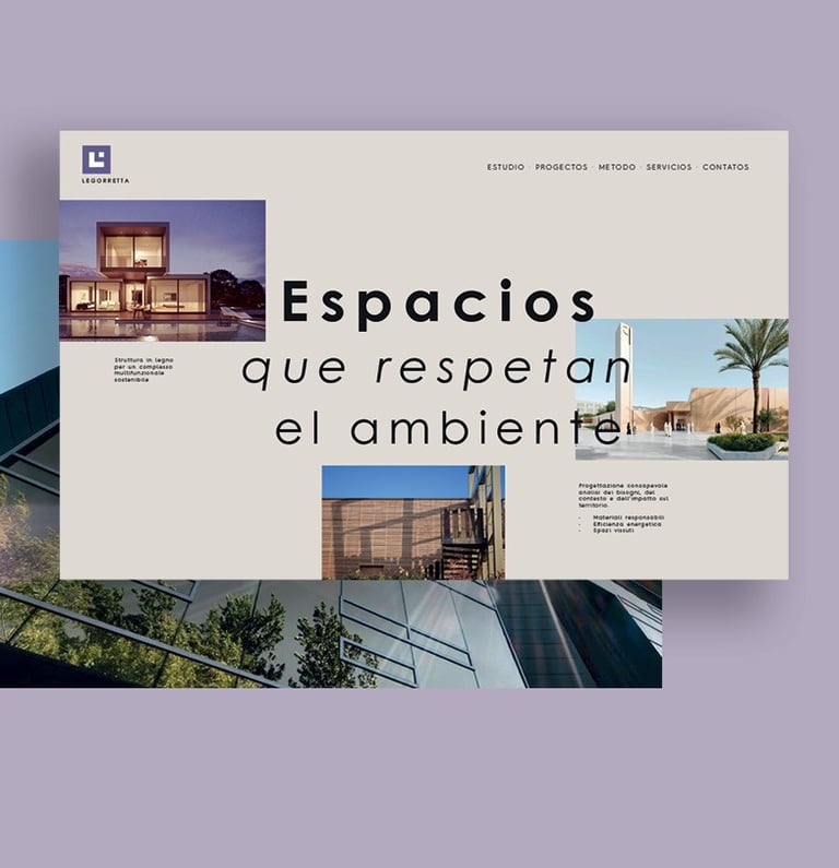 Slide di presentazione per uno studio di architettura sostenibile