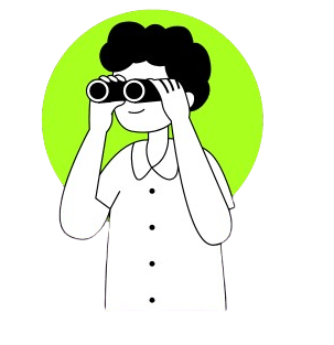 Graphic image of person finding using binoculors