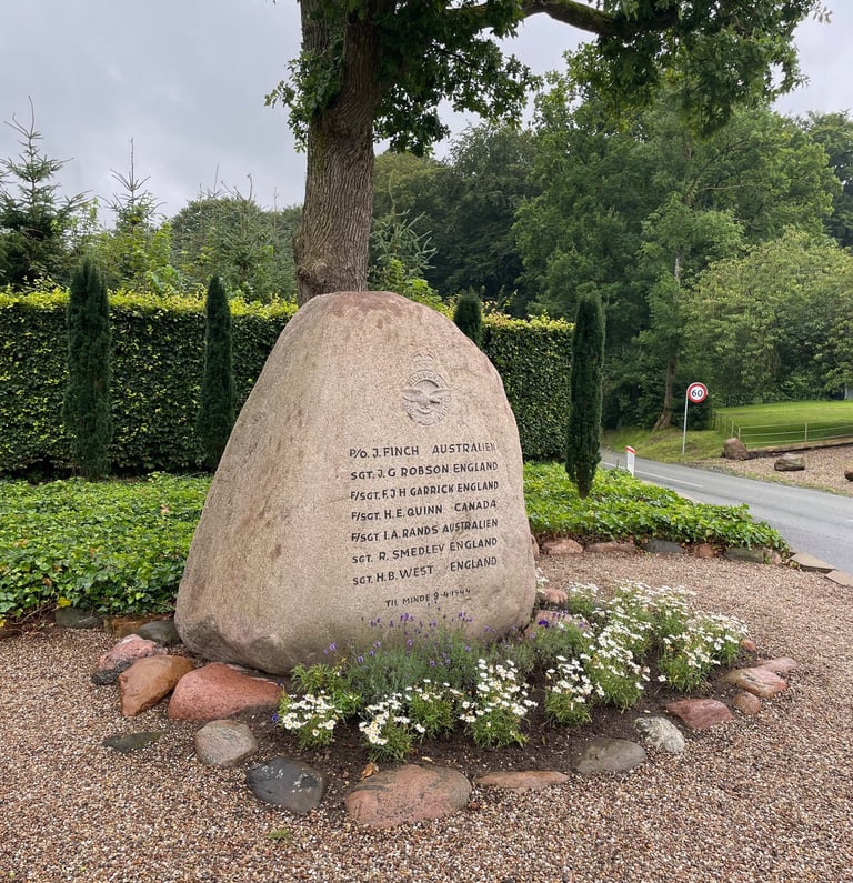 memorial stone to Lancaster III JB725, Jelling, Denmark