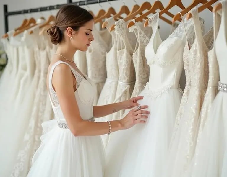 femme qui choisie une robe de mariée