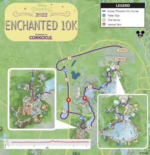 2022 runDisney Princess Half Marathon Weekend Enchanted 10K Course Map