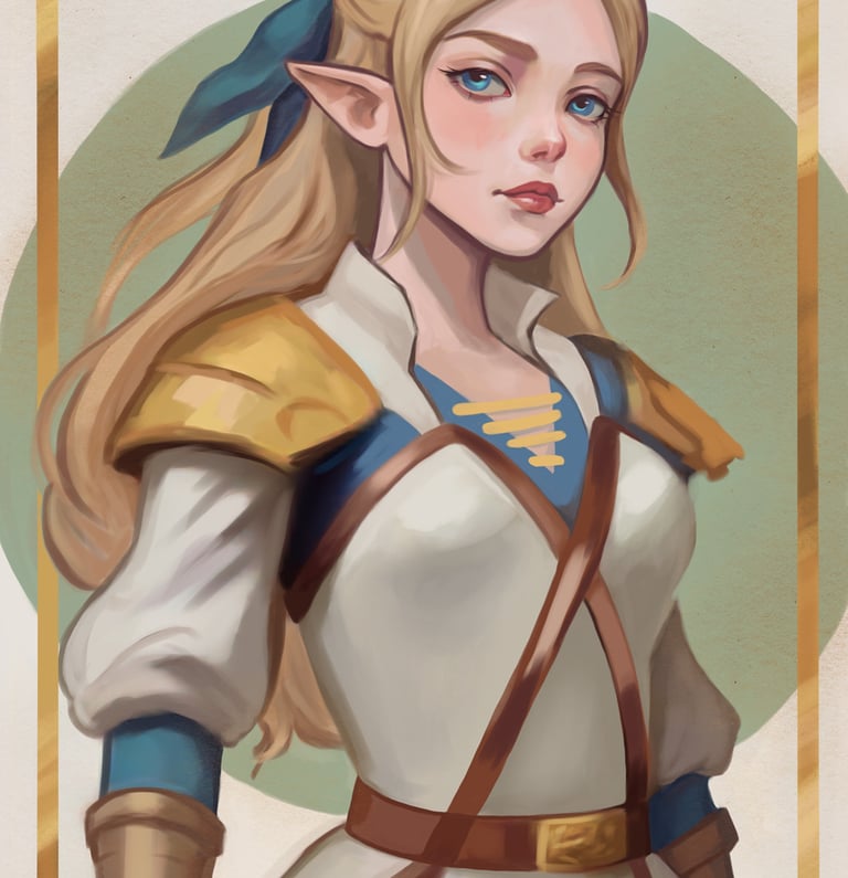 a woman in a white dress with a blue tie