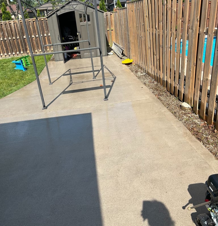a photo of a clean patio i pressure washed