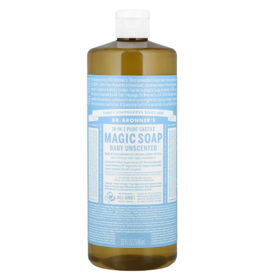 Dr. Bronner's Pure-Castile liquid soap with organic fair trade oils, EWG Verified
