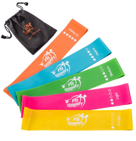 Fit Simplify non-toxic natural latex resistance bands set with 5 resistance levels