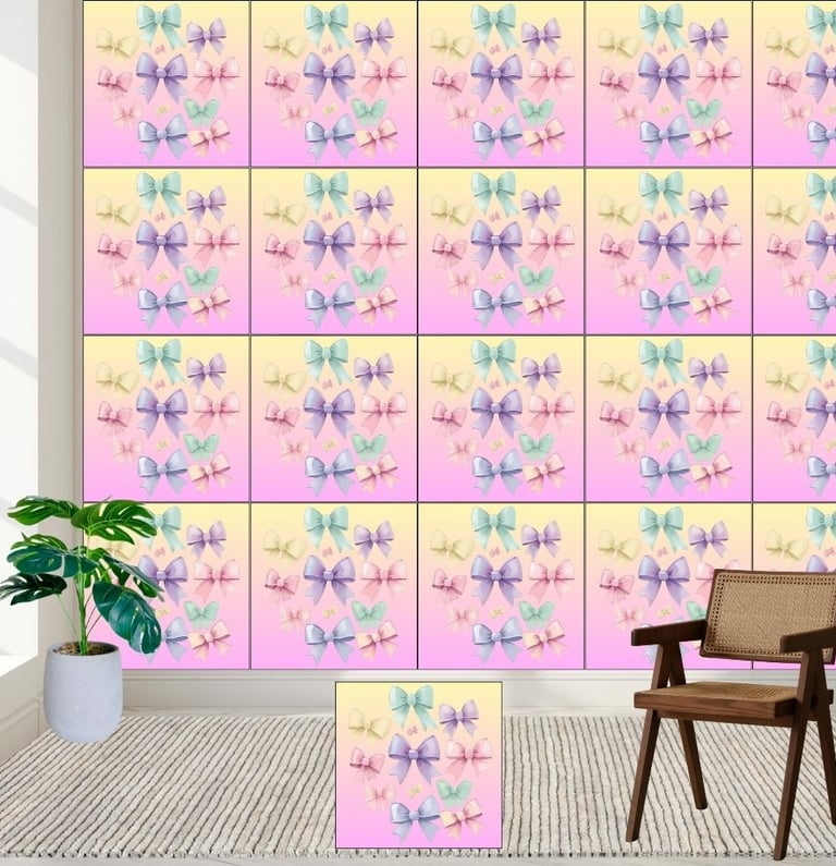 Cute & Chic Nursery - Pastel Dream Bows Wallpaper