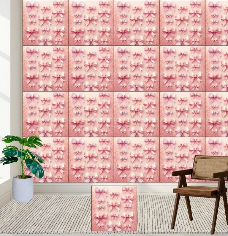 Elegant Pink Watercolor Bows Pattern Wallpaper