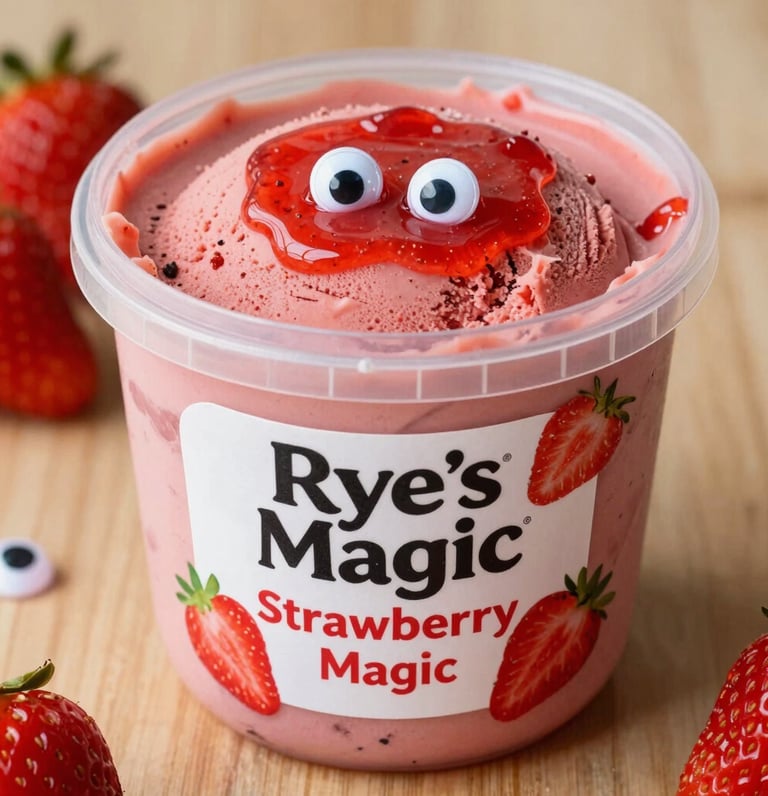 A colorful tub of slime labeled 'Berry Burst' with foam beads and glitter sparkling on top.