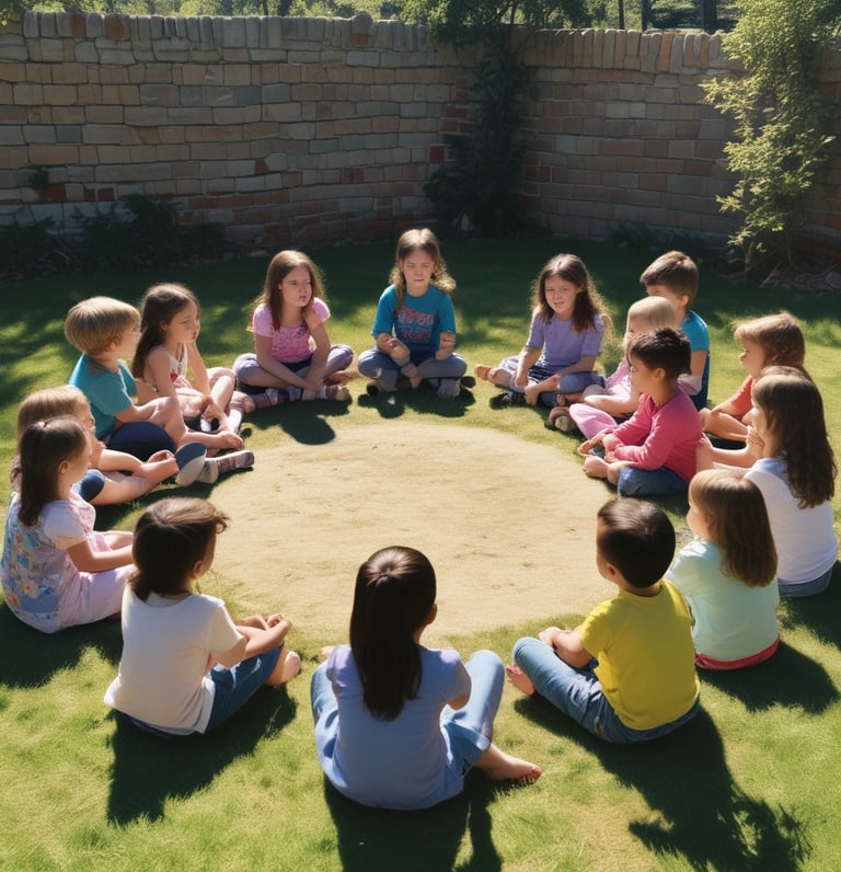 Colorful illustration of friendly animals gathered around a campfire sharing stories under a starry night sky