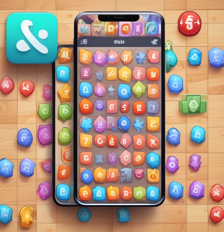 A vibrant collage of colorful casual game scenes with happy players enjoying on various devices