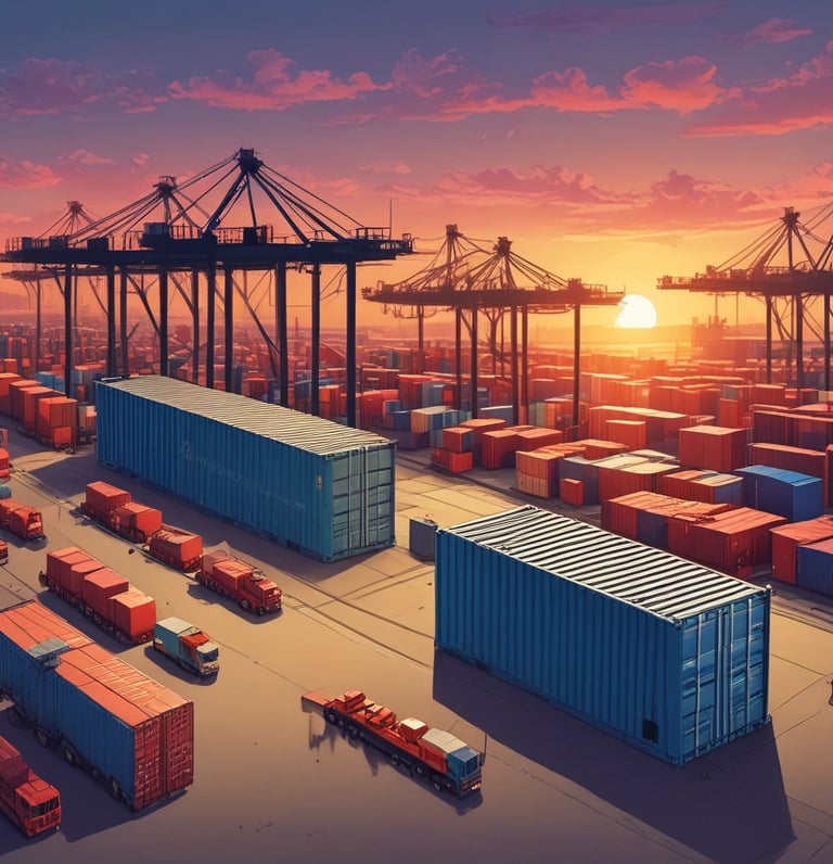 Professional business team analyzing logistics data in a modern office setting