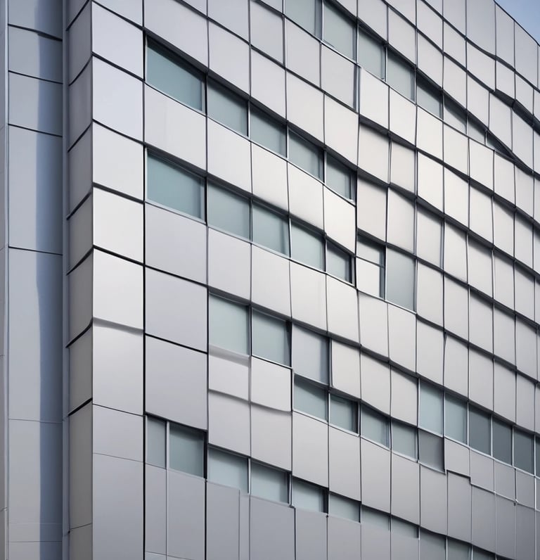 Modern aluminum facade installation on a sleek commercial building with clean architectural lines