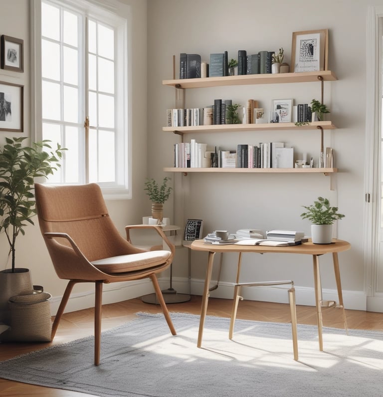 a chair and a table in a room