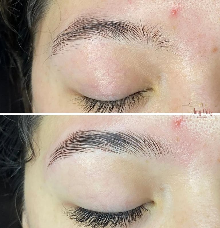 Muestra el antes y el después de la depilación de cejas | Amy Ortiz Lash Artist