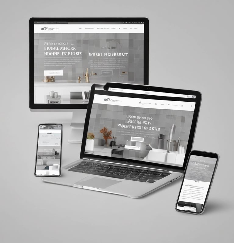 A vibrant mockup collage showing websites for a plumber and an electrician on modern devices