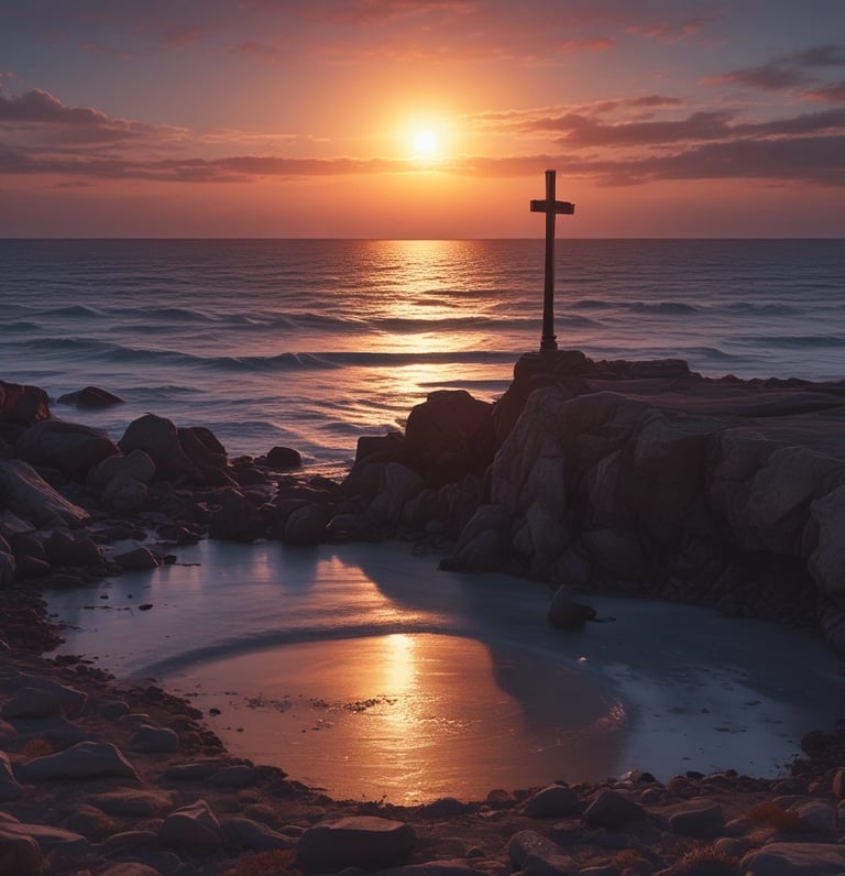 silhouette of light tower under cloudy sky
