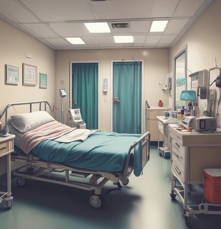 A cozy workspace with medical books, a laptop showing a health blog, and a cup of tea.