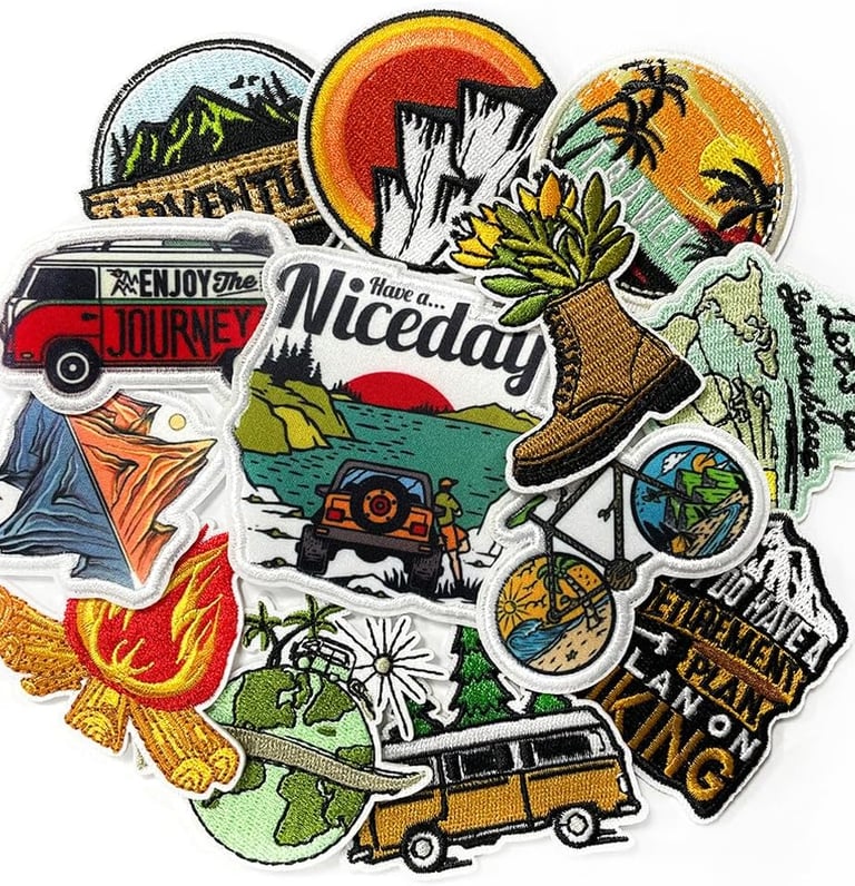 a pile of colorful patches