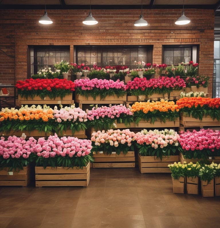 A close-up of vibrant, fresh flowers showcasing intricate petals and rich colors.