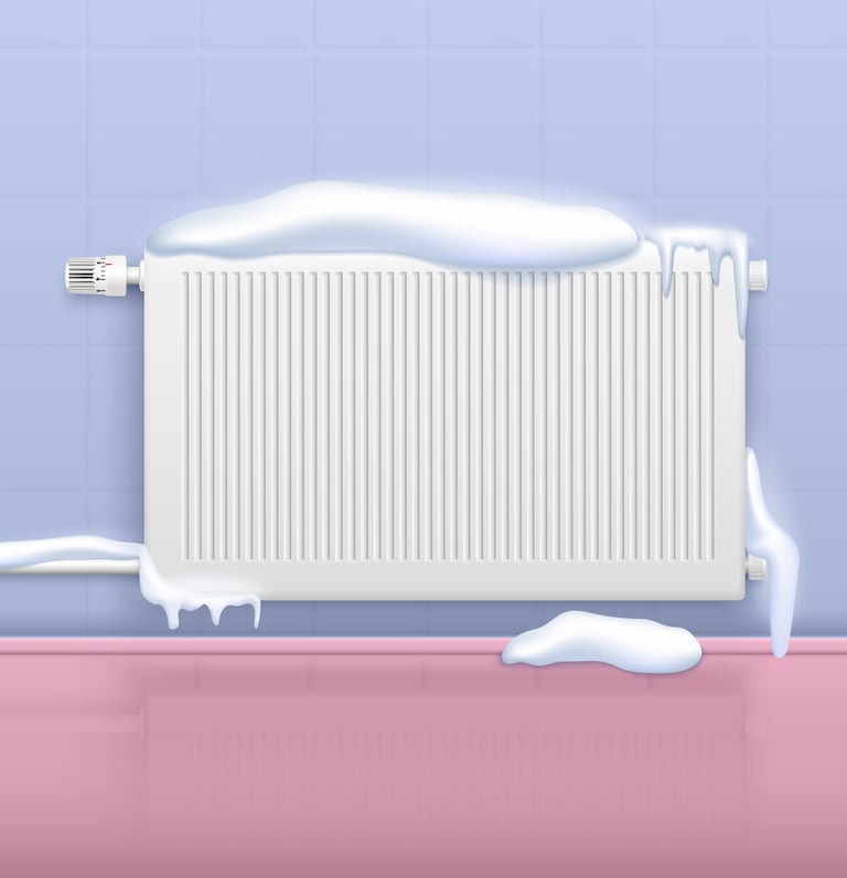 Un radiateur en dessin qui montre la boue et le besoin de désembouage fait à Rennes