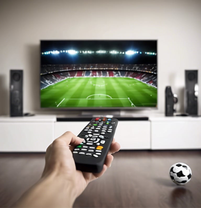 person holding remote pointing at TV