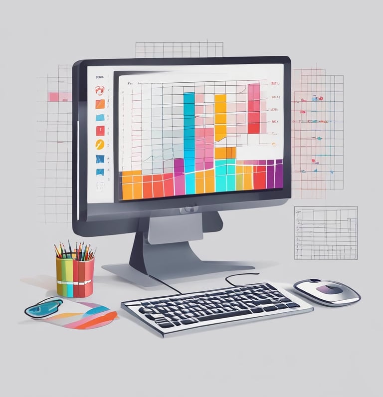 A professional woman working on financial documents at a desk with a laptop and calculator.
