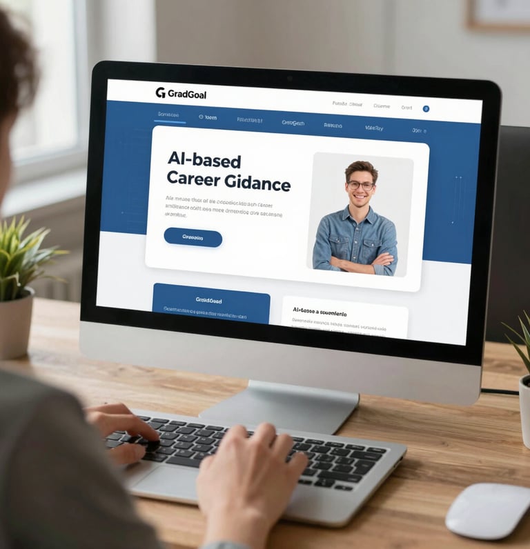 A sleek mobile dashboard showing AI-driven career recommendations and progress charts.