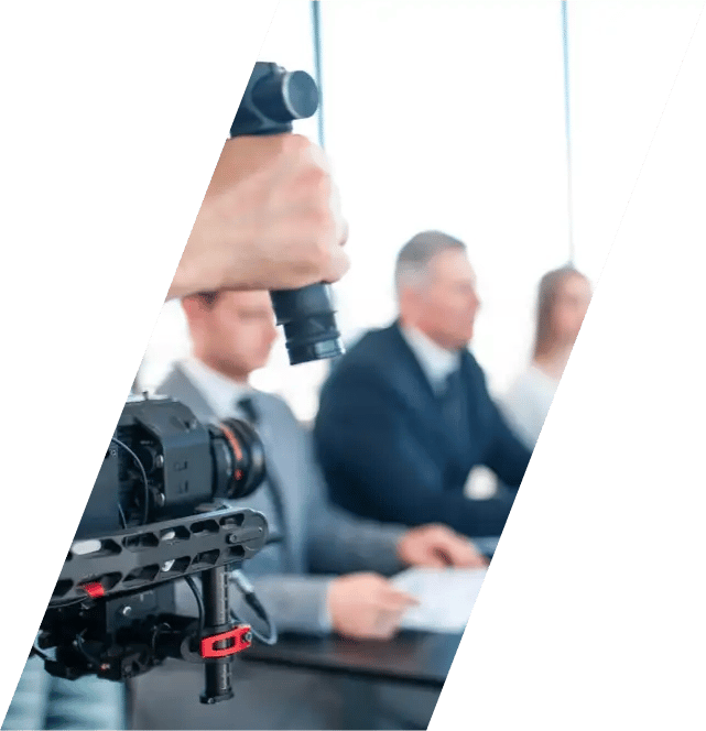 Camera filming corporate video.