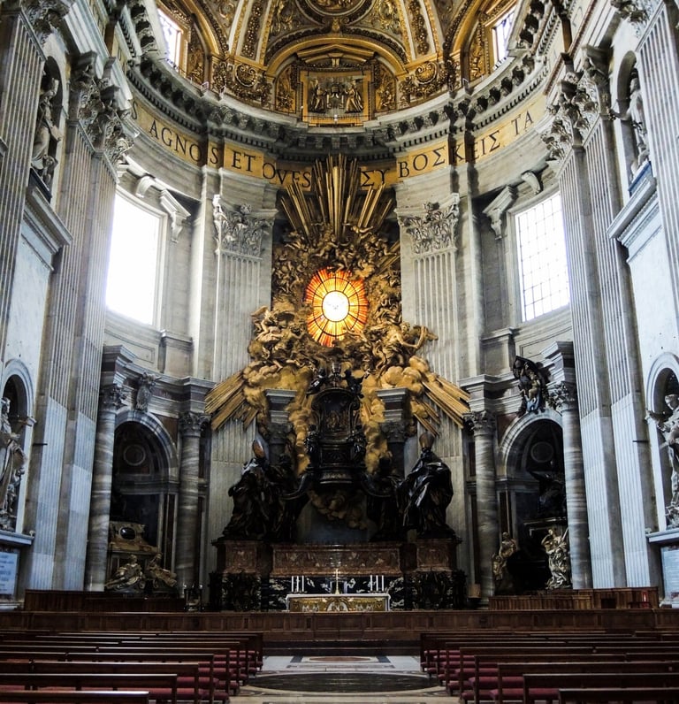 Altar of St Peter's Basilica, Vatican seen in broad daylight