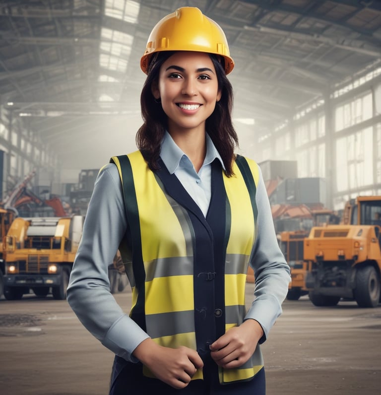 A confident professional woman discussing ESG strategies with suppliers in a modern office.