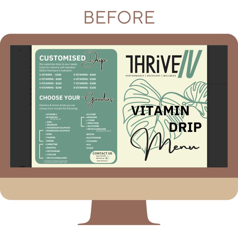 iv drip menu before social media work