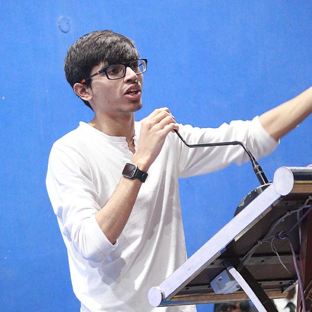 Shiv Dhawan while speaking in an event