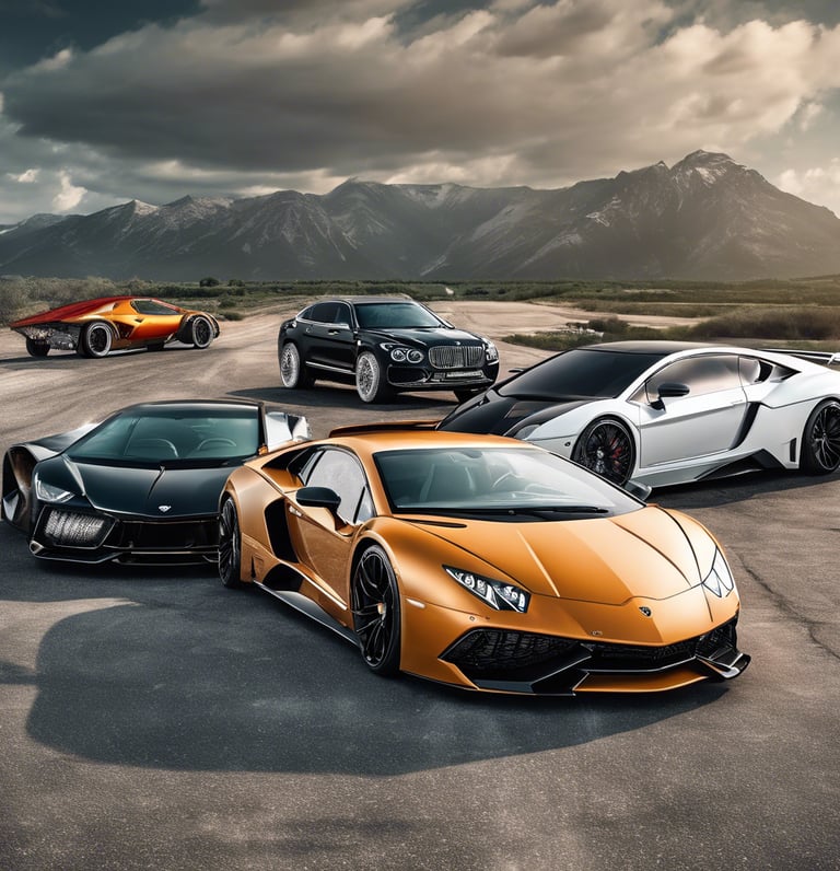 a fleet of luxury cars