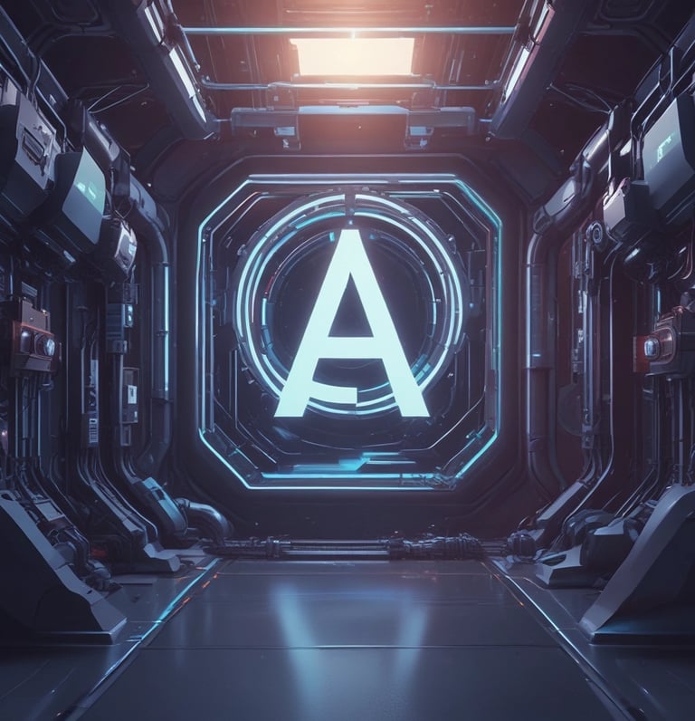 A futuristic and digital-themed image features a stylized circuit board with the words 'Open AI' in bold, glowing letters. Above it is a design that resembles an AI or robot face with neon accents. The background consists of a network of interconnected blue lines and nodes, suggesting themes of technology and connectivity.