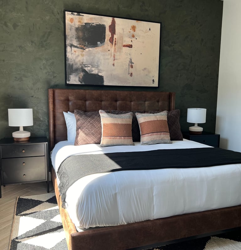 Modern Roman clay feature wall with a soft, matte texture, bringing an earthy and refined look to th