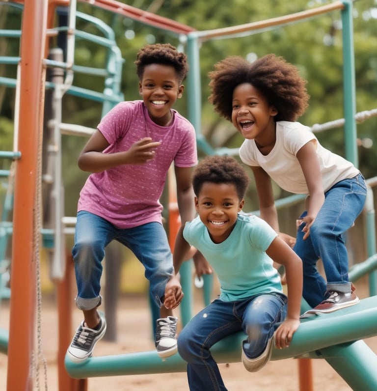 A diverse group of children joyfully engaging in a creative learning activity.