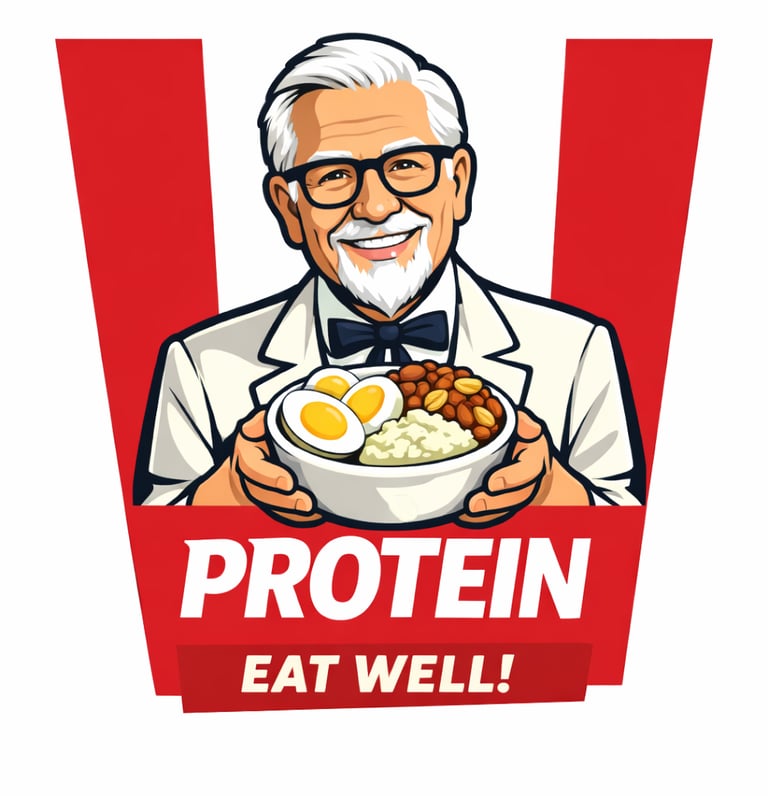 Illustration promoting protein-based snacks as a healthier alternative to fast food
