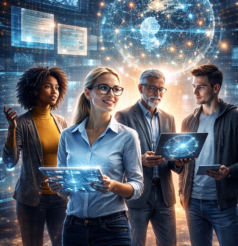 Human and artificial intelligence collaboration concept