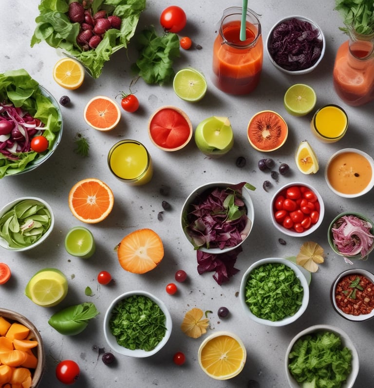Cozy kitchen table set with fresh ingredients and warm lighting